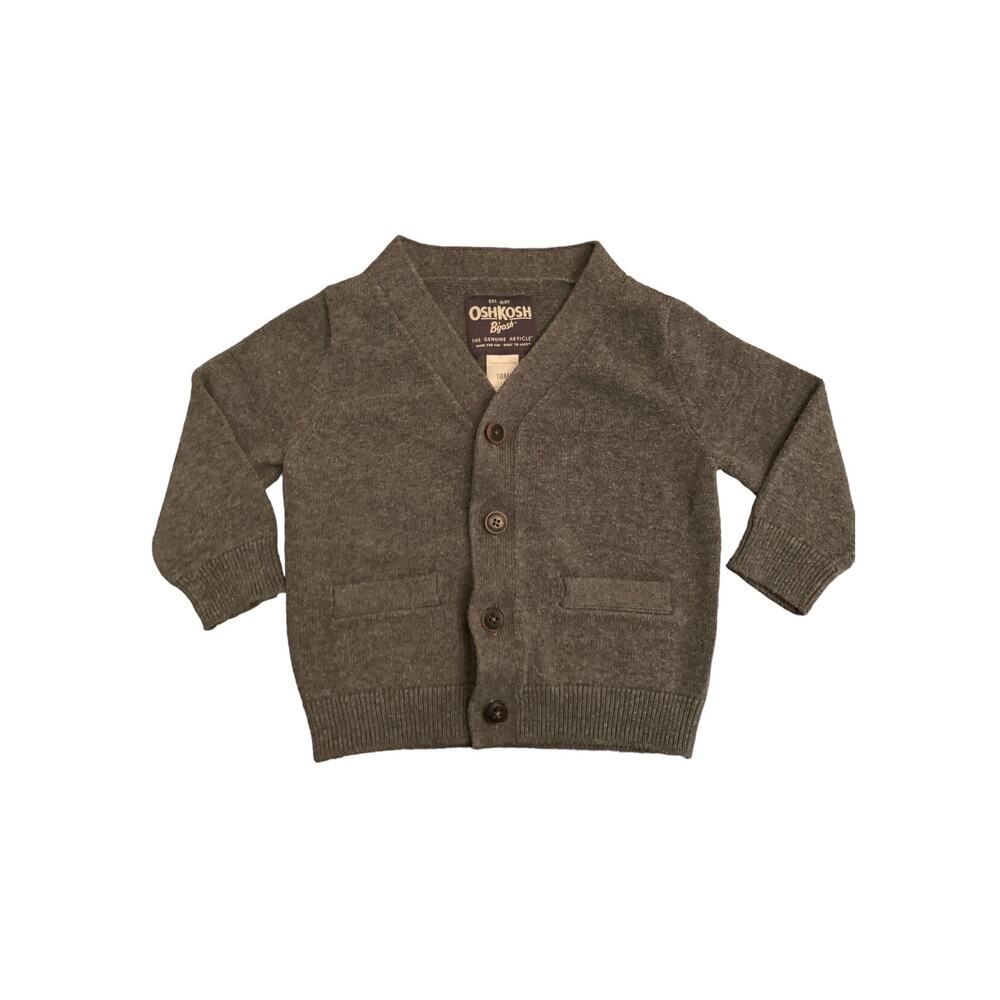 OshKosh Gray 4-Button V-Neck Cardigan. 18 Months.